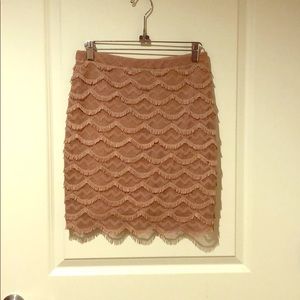 Sanctuary Pale Pink Skirt w/ Wavy Short Tassels